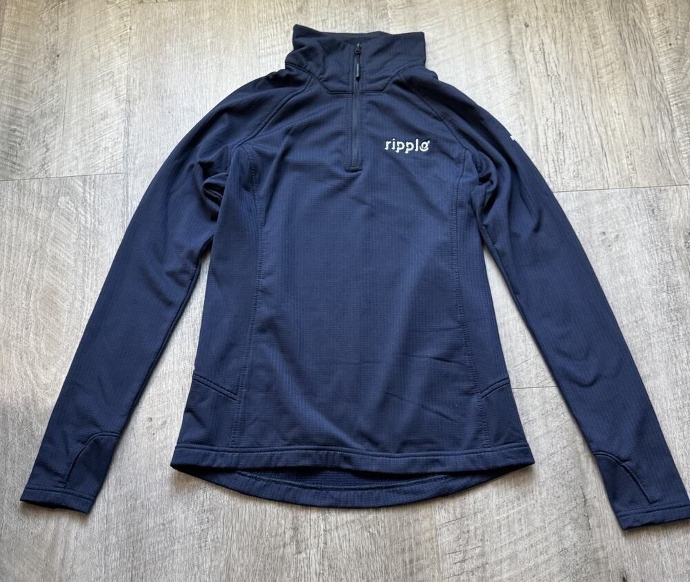 The North Face Womens Small Mountain Peaks 1/4-Zip Pullover Navy ripple Logo
